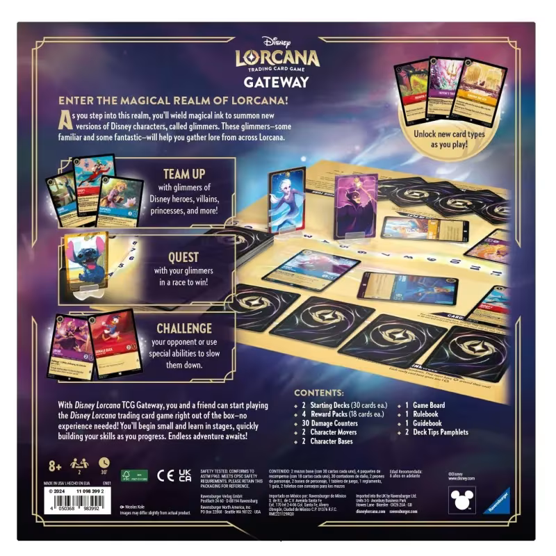 Juego de Mesa Disney Lorcana Preludio ¡Entra en el Reino Mágico de Lorcana! - Ravensburger +5A
