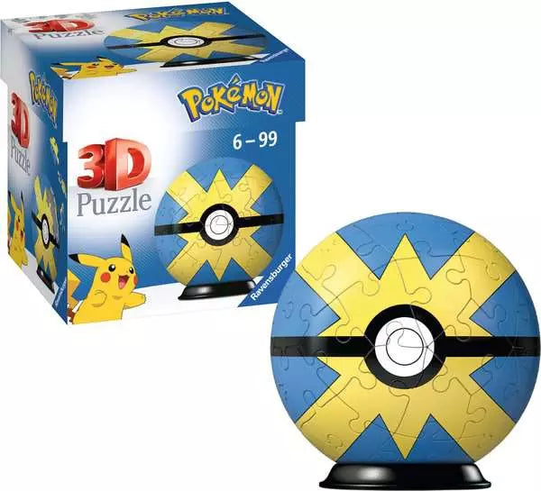 Puzzles 3D 54 piezas - Pokémon - Quick Ball amarillo azul
